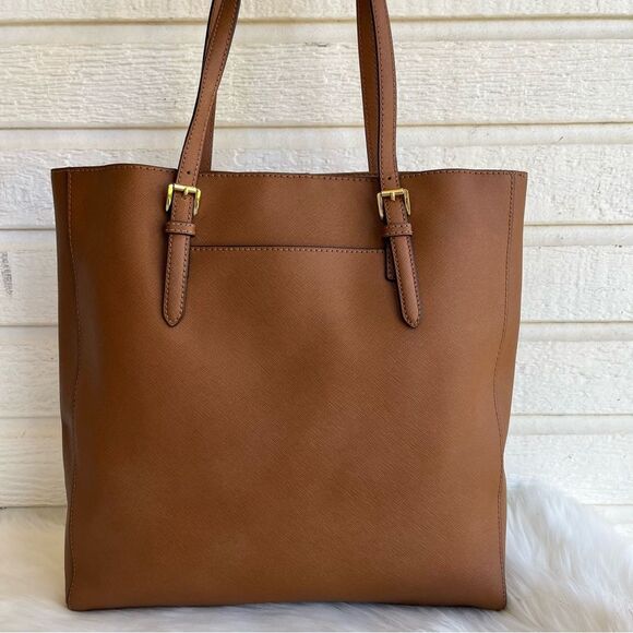 MICHAEL KORS Acorn Leather Jet Set Tote Shoulder Bag Raven Laptop Work - Picture 5 of 12